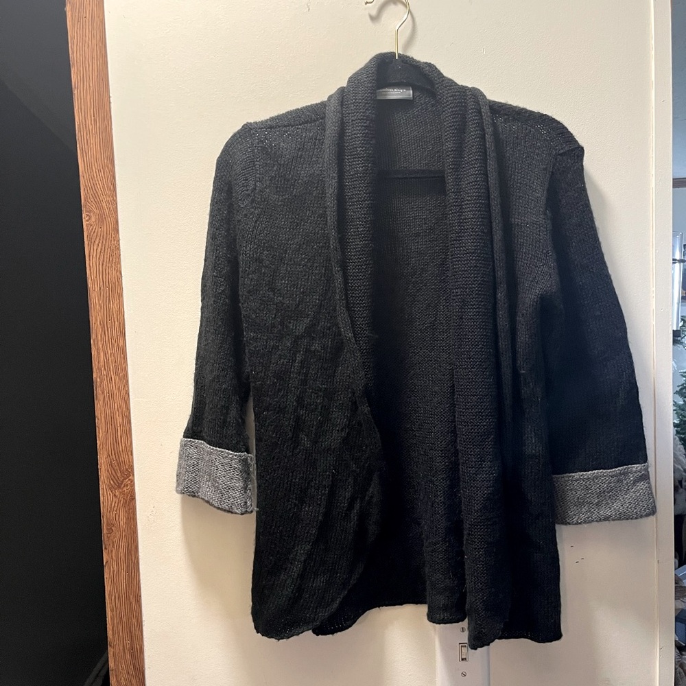 Wooden Ships mohair wool blend cardigan black gray size s/m classy casual